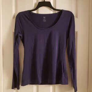 H&M Womens Purple Scoopneck Ballerina Top Formfitting Long Sleeved T'shirt Large